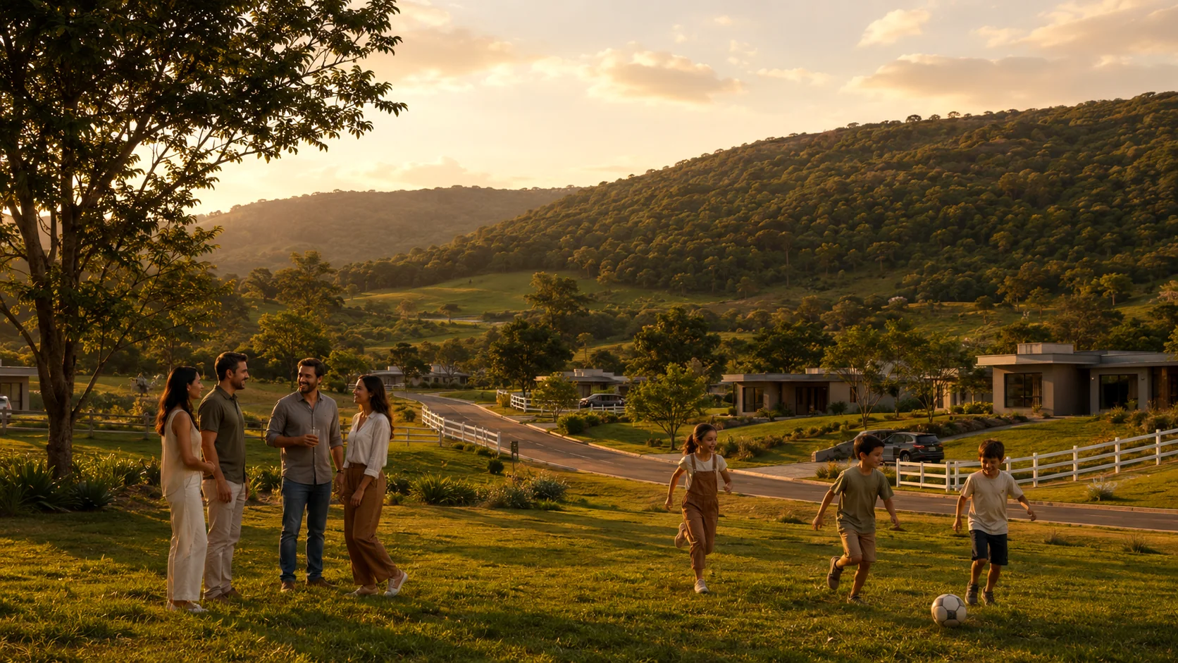 Crianças brincando no campo — conceito